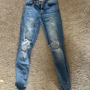 Women's Blue Distressed Jeans